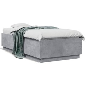 Concrete gray engineered wood bed frame 90x190 cm by vidaXL, Beds and slatted bases - Ref: Foro24-3209754, Price: 109,51 €, D...