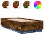 Bed frame with LED lights smoked oak wood 90x190 cm by vidaXL, Beds and slatted bases - Ref: Foro24-3209664, Price: 129,30 €,...