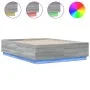 Estructura cama con luces LED madera gris Sonoma 135x190 cm de vidaXL, Camas y somieres - Ref: Foro24-3209651, Precio: 172,27...