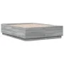 Estructura cama con luces LED madera gris Sonoma 135x190 cm de vidaXL, Camas y somieres - Ref: Foro24-3209651, Precio: 172,27...