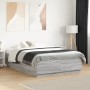 Sonoma gray wood bed frame with LED lights 135x190 cm by vidaXL, Beds and slatted bases - Ref: Foro24-3209651, Price: 174,36 ...
