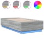 Sonoma gray wood bed frame with LED lights 75x190 cm by vidaXL, Beds and slatted bases - Ref: Foro24-3209672, Price: 129,35 €...