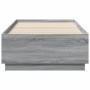 Sonoma gray wood bed frame with LED lights 75x190 cm by vidaXL, Beds and slatted bases - Ref: Foro24-3209672, Price: 129,35 €...