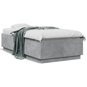 Estructura cama con luces LED madera gris hormigón 75x190 cm de vidaXL, Camas y somieres - Ref: Foro24-3209670, Precio: 126,3...