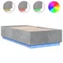 Bed frame with LED lights concrete gray wood 75x190 cm by vidaXL, Beds and slatted bases - Ref: Foro24-3209670, Price: 124,80...