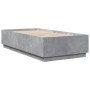 Bed frame with LED lights concrete gray wood 75x190 cm by vidaXL, Beds and slatted bases - Ref: Foro24-3209670, Price: 126,31...