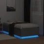 Bed frame with LED lights concrete gray wood 75x190 cm by vidaXL, Beds and slatted bases - Ref: Foro24-3209670, Price: 124,80...