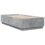 Bed frame with LED lights concrete gray wood 75x190 cm by vidaXL, Beds and slatted bases - Ref: Foro24-3209670, Price: 126,31...