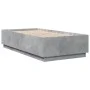 Bed frame with LED lights concrete gray wood 75x190 cm by vidaXL, Beds and slatted bases - Ref: Foro24-3209670, Price: 124,80...