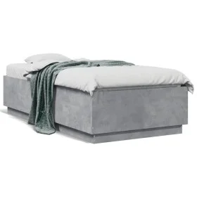 Concrete gray engineered wood bed frame 75x190 cm by vidaXL, Beds and slatted bases - Ref: Foro24-3209761, Price: 105,98 €, D...