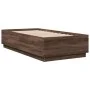 Bed frame with LED lights brown oak wood 90x190 cm by vidaXL, Beds and slatted bases - Ref: Foro24-3209666, Price: 132,72 €, ...