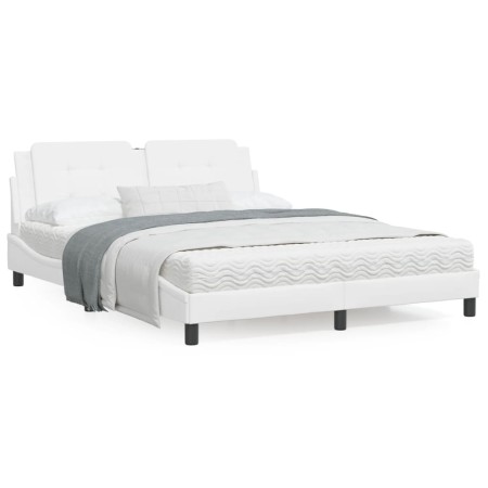 Bed frame with LED lights white PE leather 160x200 cm by vidaXL, Beds and slatted bases - Ref: Foro24-3214118, Price: 201,28 ...