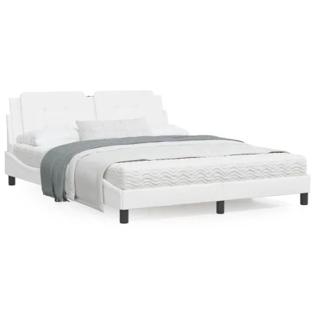 Bed frame with LED lights white PE leather 160x200 cm by vidaXL, Beds and slatted bases - Ref: Foro24-3214118, Price: 225,05 ...