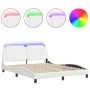 Bed frame with LED lights white PE leather 160x200 cm by vidaXL, Beds and slatted bases - Ref: Foro24-3214118, Price: 225,05 ...