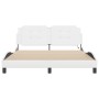 Bed frame with LED lights white PE leather 160x200 cm by vidaXL, Beds and slatted bases - Ref: Foro24-3214118, Price: 201,28 ...