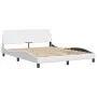 Bed frame with LED lights white PE leather 160x200 cm by vidaXL, Beds and slatted bases - Ref: Foro24-3214118, Price: 225,05 ...