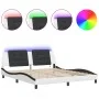 Bed frame with LED light PE leather white black 180x200 cm by vidaXL, Beds and slatted bases - Ref: Foro24-3214130, Price: 23...