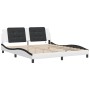 Bed frame with LED light PE leather white black 180x200 cm by vidaXL, Beds and slatted bases - Ref: Foro24-3214130, Price: 24...