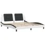 Bed frame with LED light PE leather white black 180x200 cm by vidaXL, Beds and slatted bases - Ref: Foro24-3214130, Price: 23...