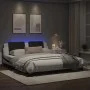 Bed frame with LED light PE leather white black 180x200 cm by vidaXL, Beds and slatted bases - Ref: Foro24-3214130, Price: 23...