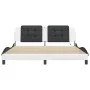 Bed frame with LED light PE leather white black 180x200 cm by vidaXL, Beds and slatted bases - Ref: Foro24-3214130, Price: 23...
