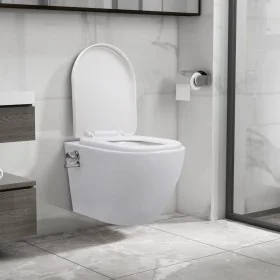 Inodoro de pared sin bordes con función de bidé cerámica blanco de vidaXL, Baños - Ref: Foro24-145781, Precio: 228,65 €, Desc...