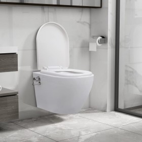 Inodoro de pared sin bordes con función de bidé cerámica blanco de vidaXL, Baños - Ref: Foro24-145781, Precio: 211,60 €, Desc...