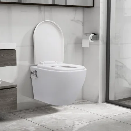 Spülrandloses Wand-WC mit weißer Keramik-Bidetfunktion von vidaXL, Badezimmer - Ref: Foro24-145781, Preis: 228,65 €, Rabatt: %