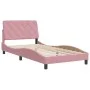 Pink velvet bed frame with headboard 100x200 cm by vidaXL, Beds and slatted bases - Ref: Foro24-3207910, Price: 170,40 €, Dis...