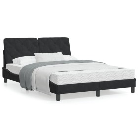 Bettgestell mit schwarzem Samtkopfteil 140x200 cm von vidaXL, Betten und Lattenroste - Ref: Foro24-3207925, Preis: 191,29 €, ...