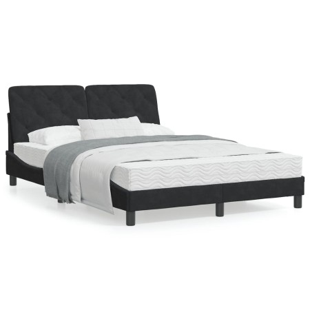 Bed frame with black velvet headboard 140x200 cm by vidaXL, Beds and slatted bases - Ref: Foro24-3207925, Price: 191,39 €, Di...