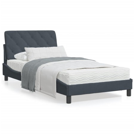 Dark gray velvet bed frame with LED lights 100x200 cm by vidaXL, Beds and slatted bases - Ref: Foro24-3213838, Price: 155,91 ...
