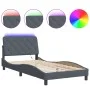 Estructura cama con luces LED terciopelo gris oscuro 100x200 cm de vidaXL, Camas y somieres - Ref: Foro24-3213838, Precio: 16...