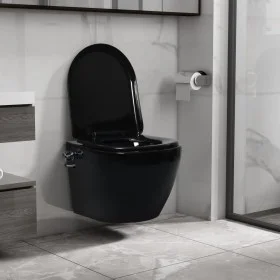 Spülrandloses Wand-WC mit Bidetfunktion aus schwarzer Keramik von vidaXL, Badezimmer - Ref: Foro24-145782, Preis: 210,38 €, R...