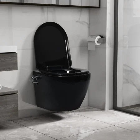 Spülrandloses Wand-WC mit Bidetfunktion aus schwarzer Keramik von vidaXL, Badezimmer - Ref: Foro24-145782, Preis: 210,38 €, R...