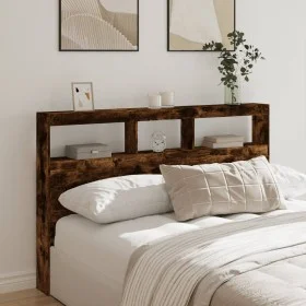 Headboard with LED light smoked oak 160x17x102 cm by vidaXL, Headboards and footboards - Ref: Foro24-839207, Price: 92,31 €, ...