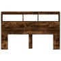 Headboard with LED light smoked oak 160x17x102 cm by vidaXL, Headboards and footboards - Ref: Foro24-839207, Price: 93,79 €, ...