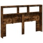 Headboard with LED light smoked oak 160x17x102 cm by vidaXL, Headboards and footboards - Ref: Foro24-839207, Price: 93,79 €, ...