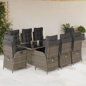 Garten-Essgruppe, 9-teilig, mit grauen Polstern aus synthetischem Rattan. von vidaXL, Gartensets - Ref: Foro24-3213122, Preis...