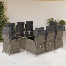 Set comedor jardín 9 pzas y cojines ratán sintético gris by vidaXL, Garden sets - Ref: Foro24-3213122, Price: 1,00 €, Discoun...
