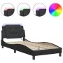 Bed frame with LED lights black synthetic leather 80x200 cm by vidaXL, Beds and slatted bases - Ref: Foro24-3214068, Price: 1...