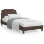 Bed frame with headboard brown synthetic leather 90x200cm by vidaXL, Beds and slatted bases - Ref: Foro24-3208158, Price: 159...