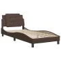 Bed frame with headboard brown synthetic leather 90x200cm by vidaXL, Beds and slatted bases - Ref: Foro24-3208158, Price: 159...