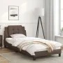 Bed frame with headboard brown synthetic leather 90x200cm by vidaXL, Beds and slatted bases - Ref: Foro24-3208158, Price: 159...