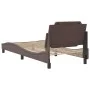 Bed frame with headboard brown synthetic leather 90x200cm by vidaXL, Beds and slatted bases - Ref: Foro24-3208158, Price: 159...