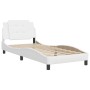 Estructura de cama cabecero cuero sintético blanco 100x200 cm
