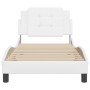 Estructura de cama cabecero cuero sintético blanco 100x200 cm