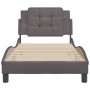 Bed frame with headboard gray synthetic leather 100x200 cm by vidaXL, Beds and slatted bases - Ref: Foro24-3208166, Price: 12...