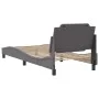 Bed frame with headboard gray synthetic leather 100x200 cm by vidaXL, Beds and slatted bases - Ref: Foro24-3208166, Price: 13...