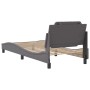 Estructura de cama con cabecero cuero sintético gris 100x200 cm